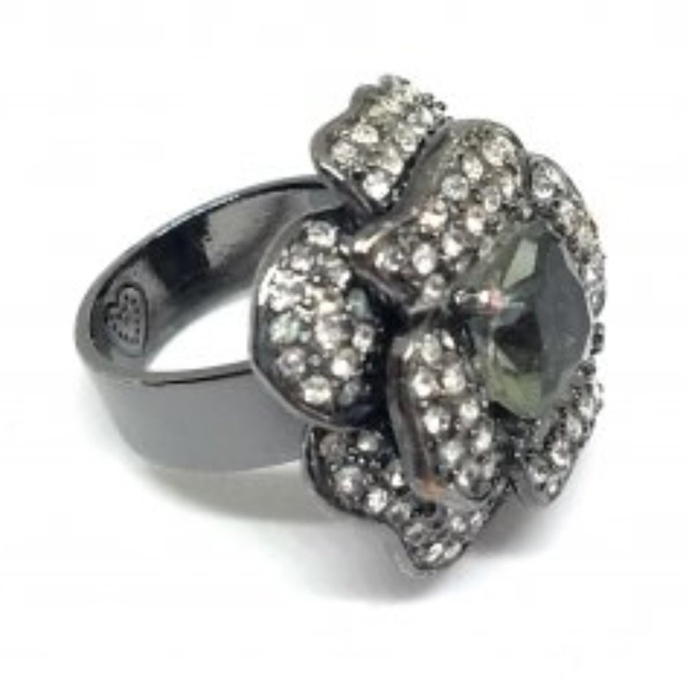 Stella & Dot |‘Vintage' Retired Pavé Crystal Hematite Belle Fleur Cockta… - Picture 5 of 9